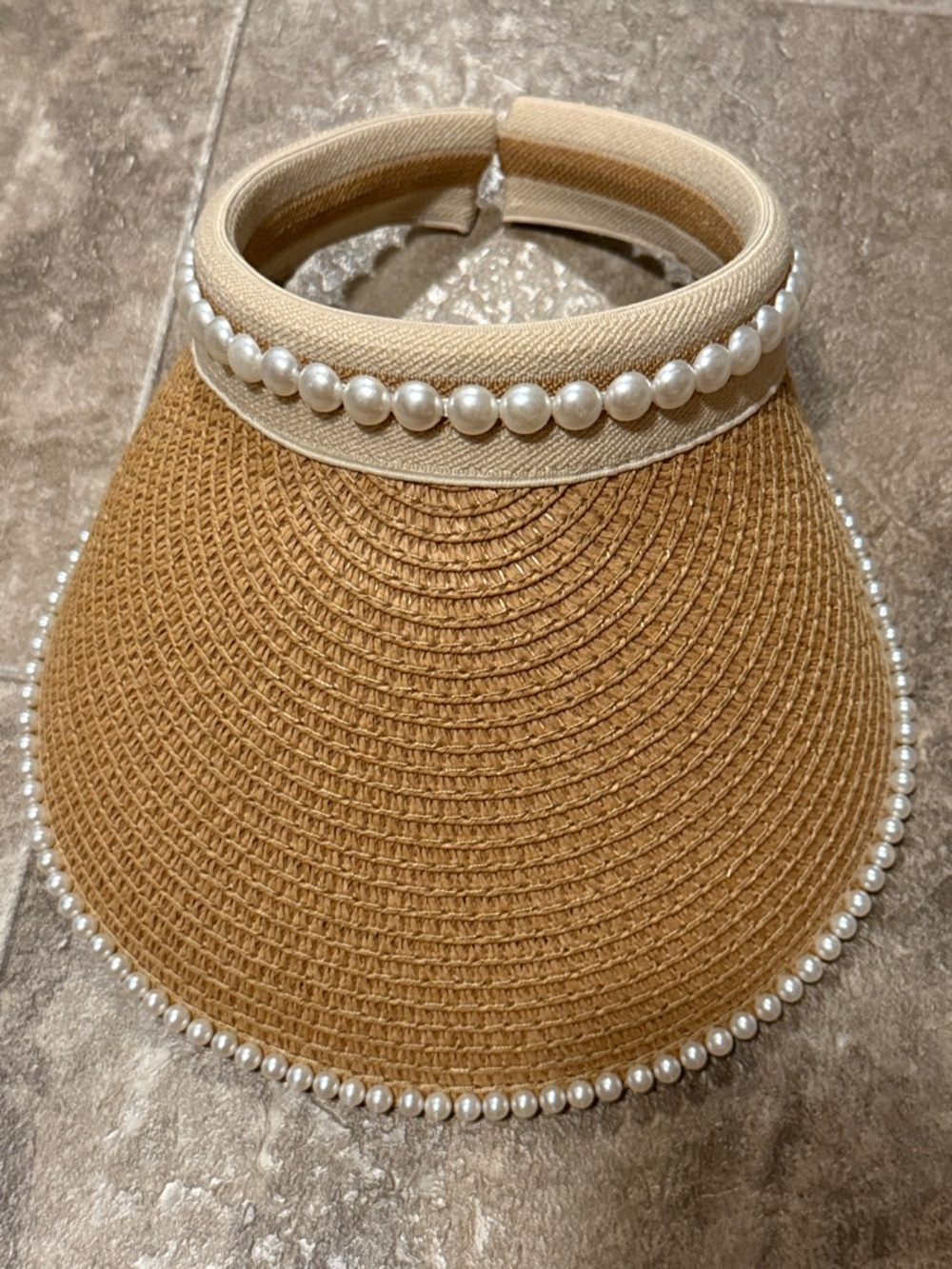 Renato Balestra Paper Straw Faux Pearl Visor